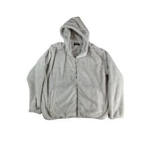 Zyia Active Jacket Womens Small White Hooded Full Zip Pockets Fuzzy Soft Warmth